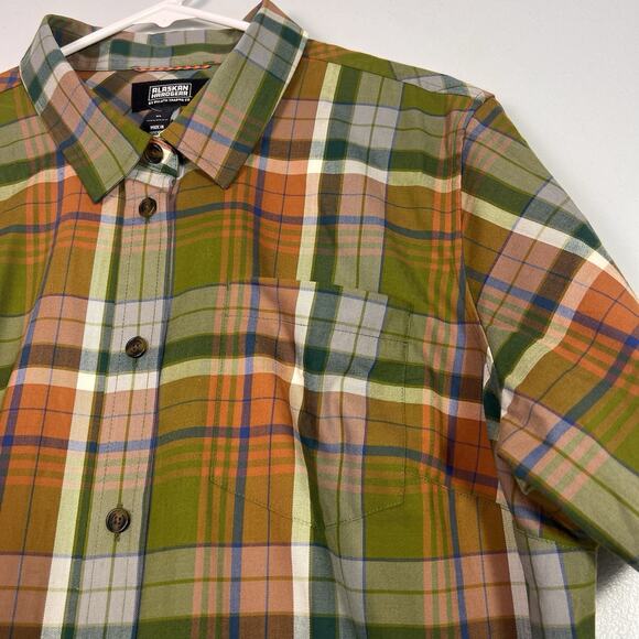 Duluth Wool Blend Plaid Short Sleeve Shirt Dress Side Pocket Sz XL Boho Casual - Picture 2 of 11